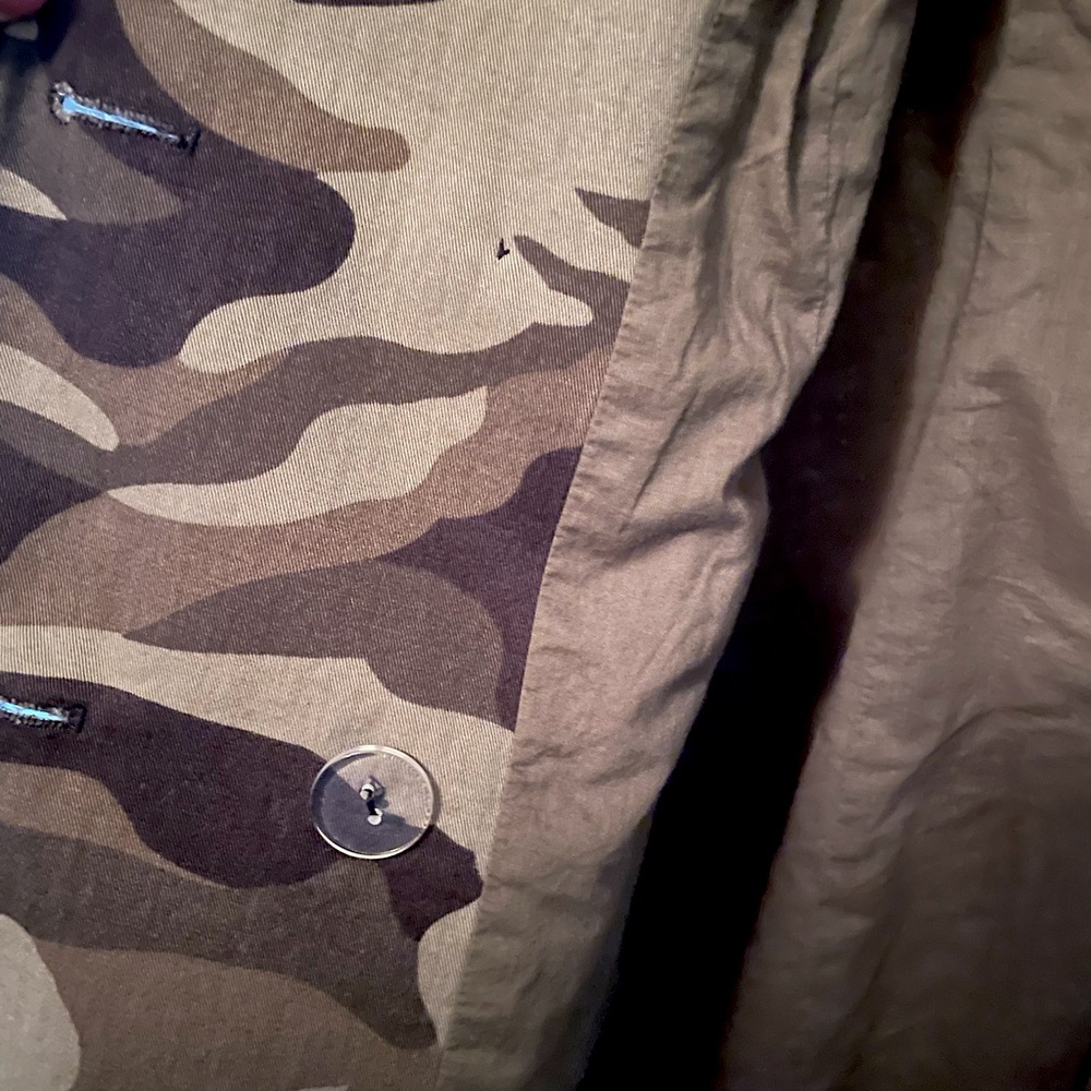 INC brand camouflage print 100% cotton trench coat. Size 1X. Very cute! - Picture 6 of 9